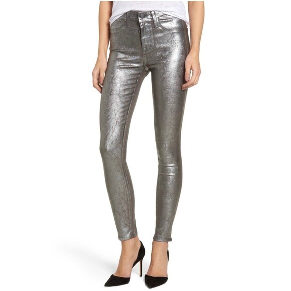 Fidelity Denim Womens Sola Mid Rise Skinny Ankle Jeans Gunmetal Foil size 30 - Picture 1 of 14